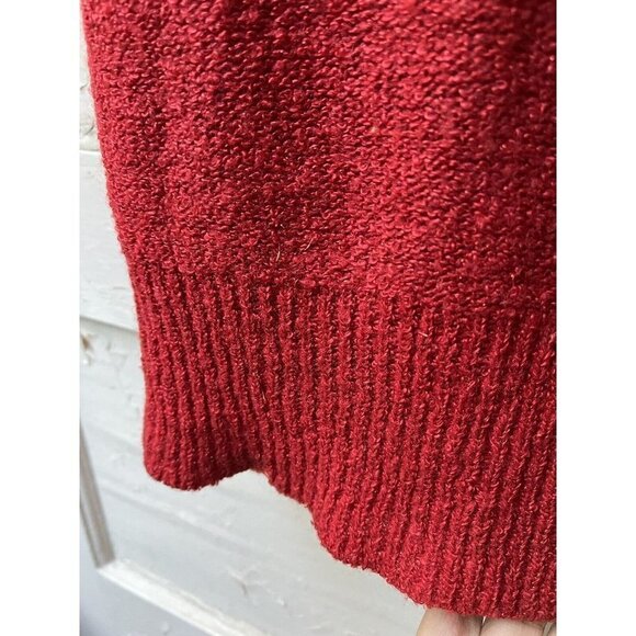 cecily esprit red metallic scoop neck Caterpillar short sleeve sweater top M - Picture 3 of 8